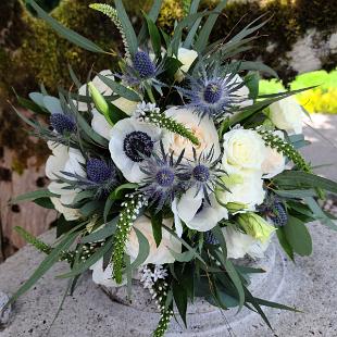 BB1585-Bride's Blue and White Garden Bouquet with Anemone-1-1