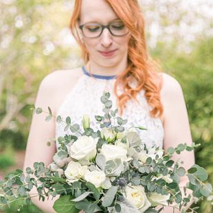 BB1696 - White and Green Bridal Bouquet with Succulents