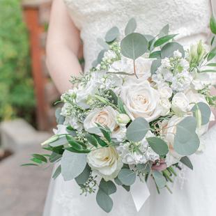 BB1697 - All White Bridal Bouquet with Greenery