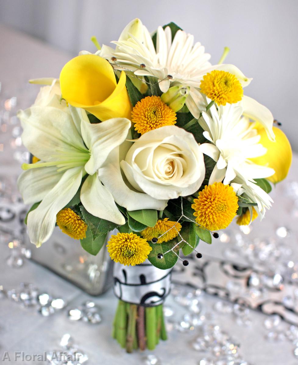 BB0476-Bright Yellow and White Bridal Bouquet