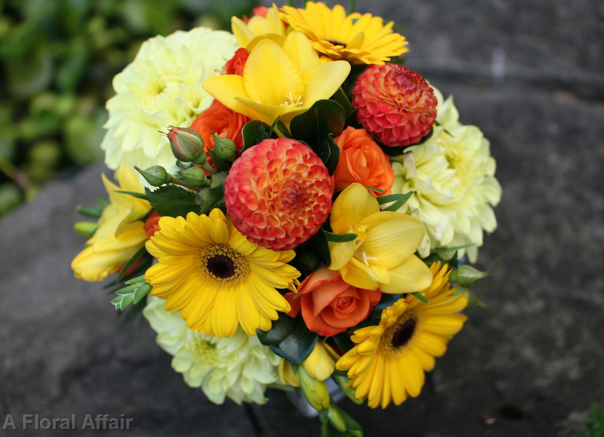 BB0496-Yellow and Orange Summer Wedding Bouquet