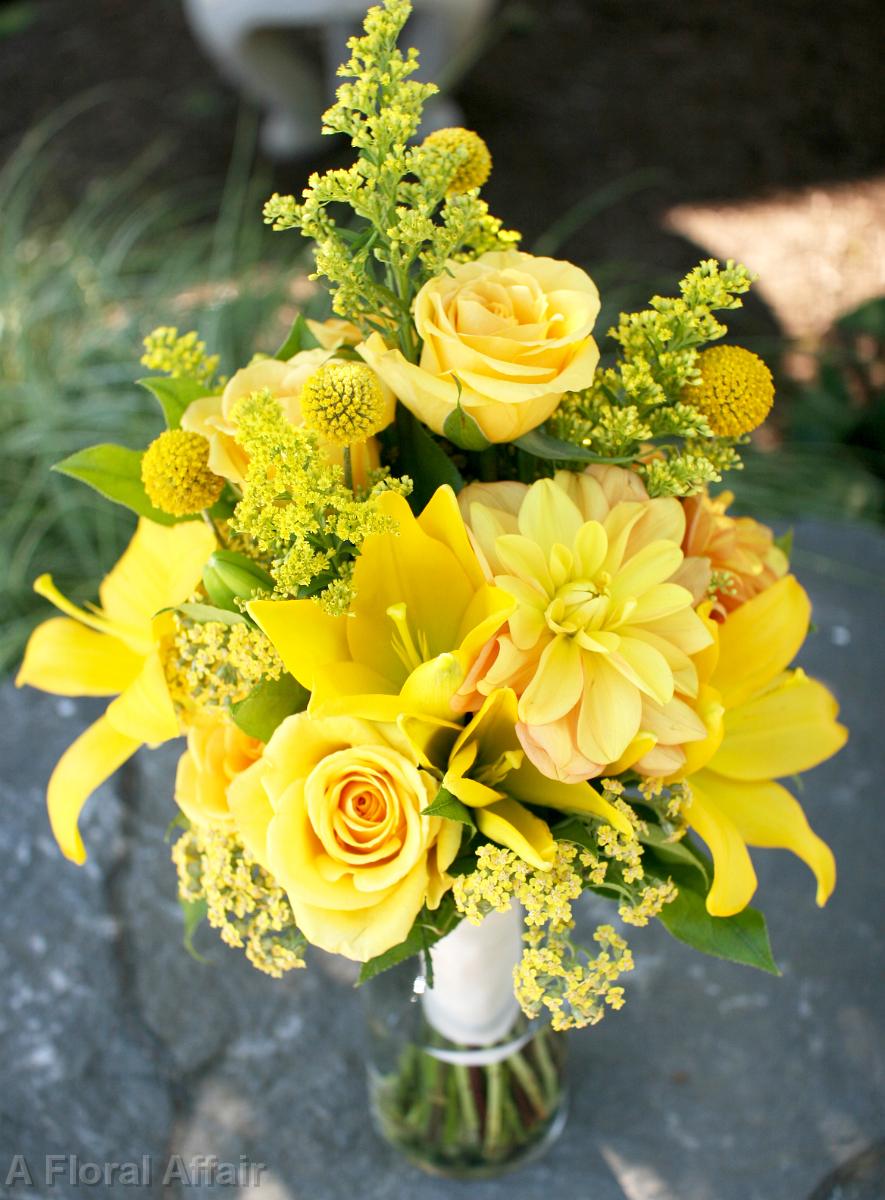 BB0601-Yellow Hand Tied Wild Flower Wedding Bouquet