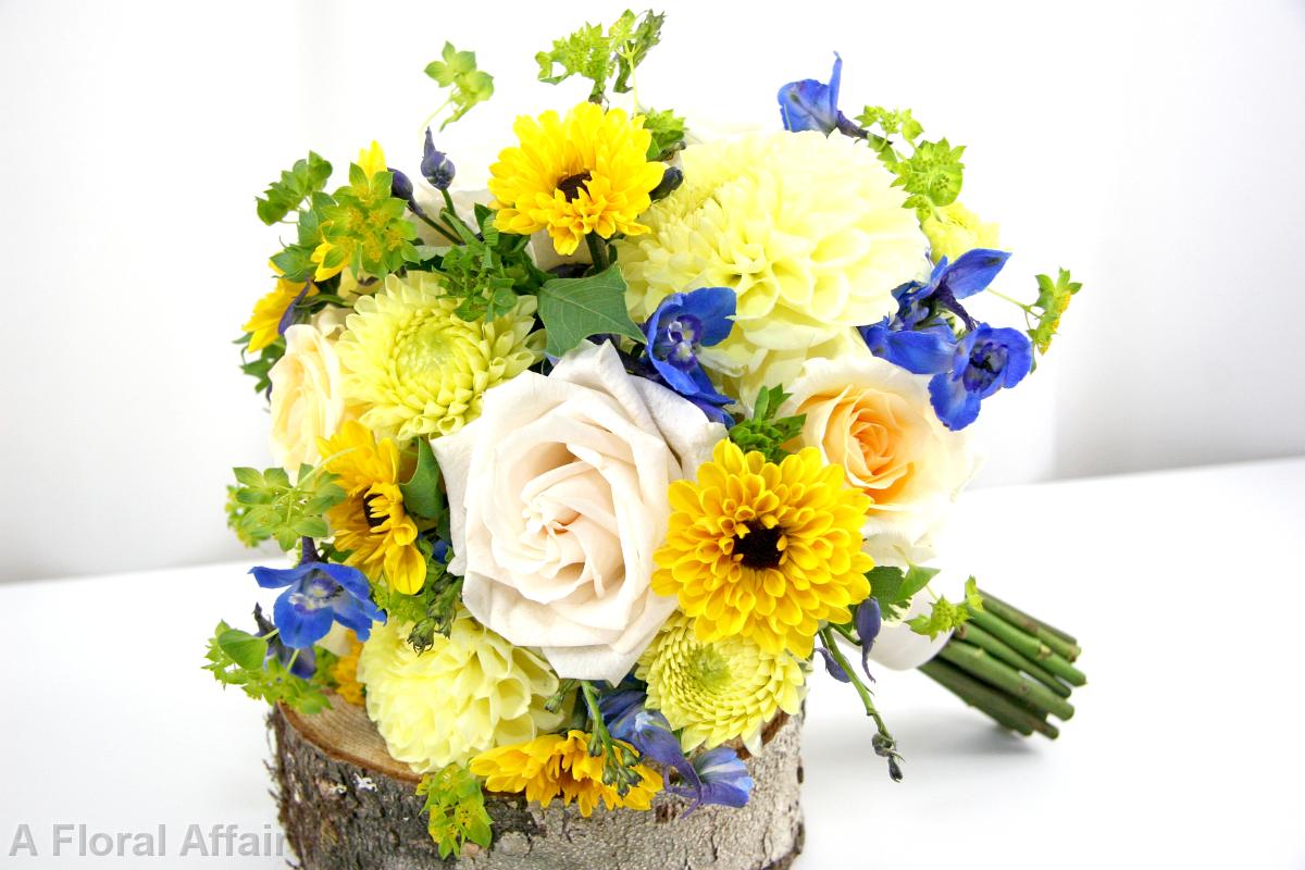BB0890-Yellow and Blue Brides Bouquet