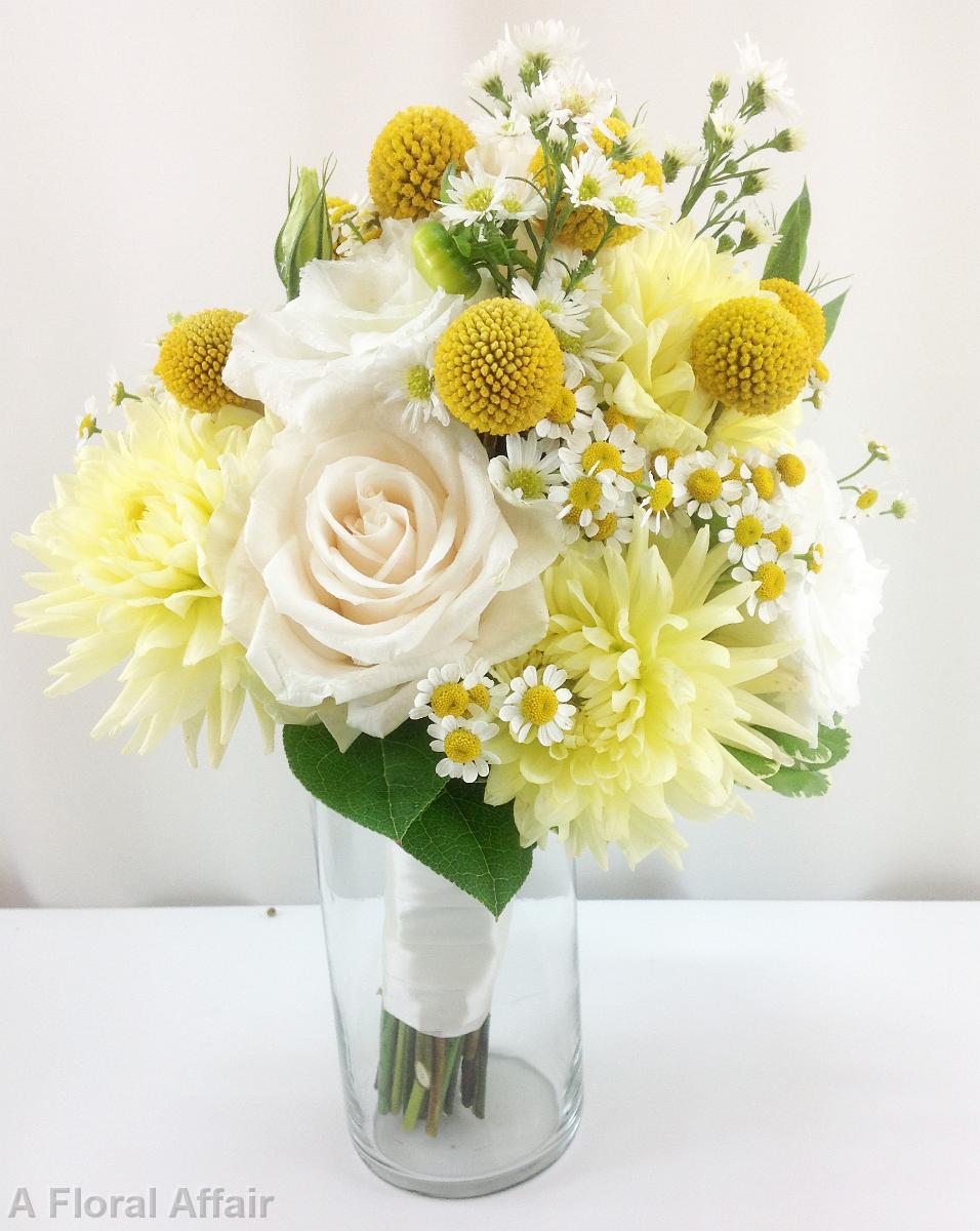 BB0902-Soft Yellow and Ivory Bridesmaids Bouquet