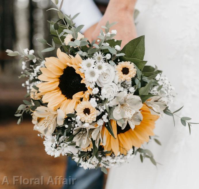 BB16442-Yellow and White Sunflower Brides Bouquet edited-1