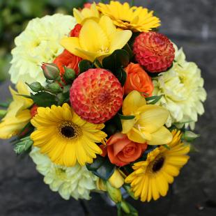 BB0496-Yellow and Orange Summer Wedding Bouquet