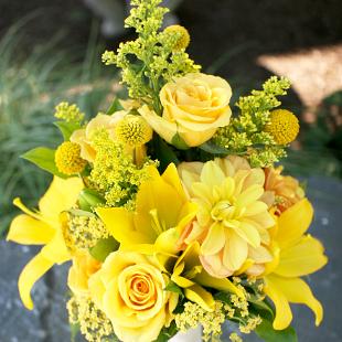 BB0601-Yellow Hand Tied Wild Flower Wedding Bouquet