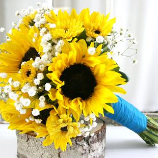 BB0888-Sunflower and Baby's Breath Bouquet