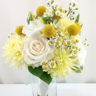 BB0902-Soft Yellow and Ivory Bridesmaids Bouquet