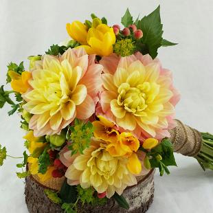 BB1003-Summer Yellow and Peach Bridal Bouquet