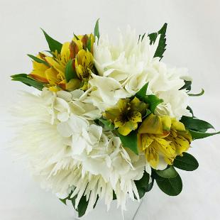 BB1283-White Spider Mum Bridesmaids Bouquet