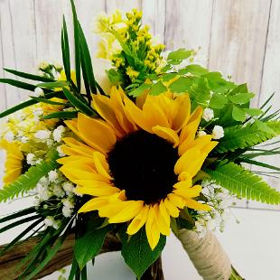 BB1409-Sunflower, Baby's Breath and Fern Bridesmaids Bouquet