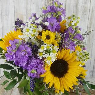 BB1484-Sunny Sunflower and Lavender Brides Bouquet