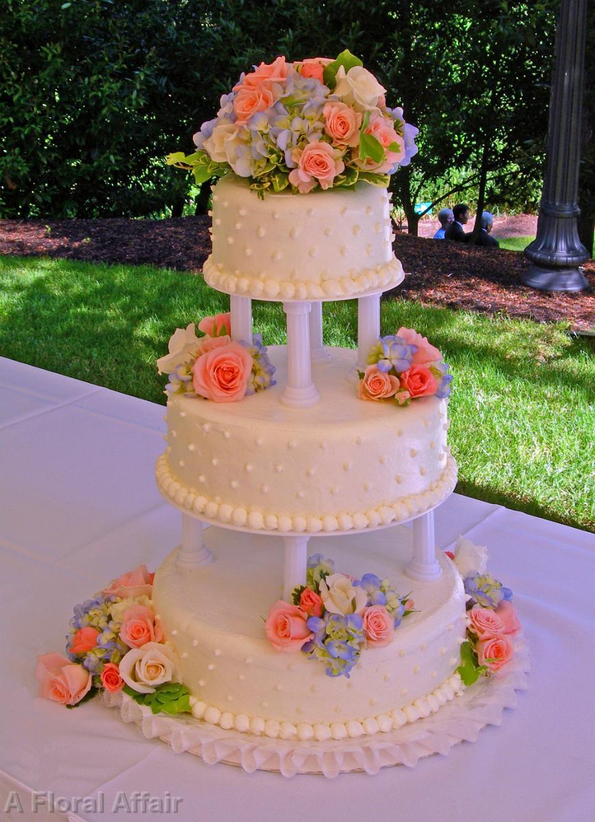 CA0018-Peach, Blue and Ivory Cake Flowers