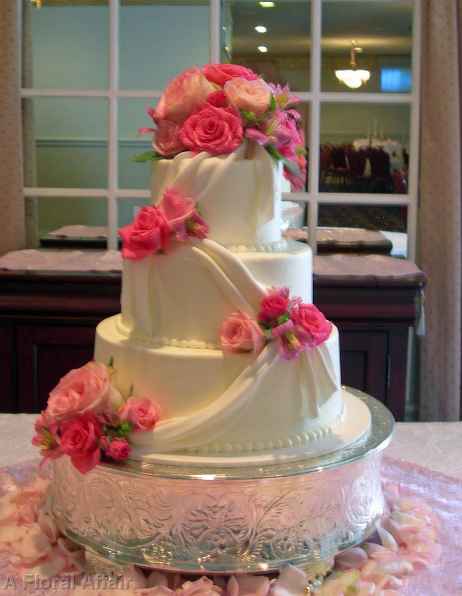 CA0022-Pink Garden Rose Cake Flowers