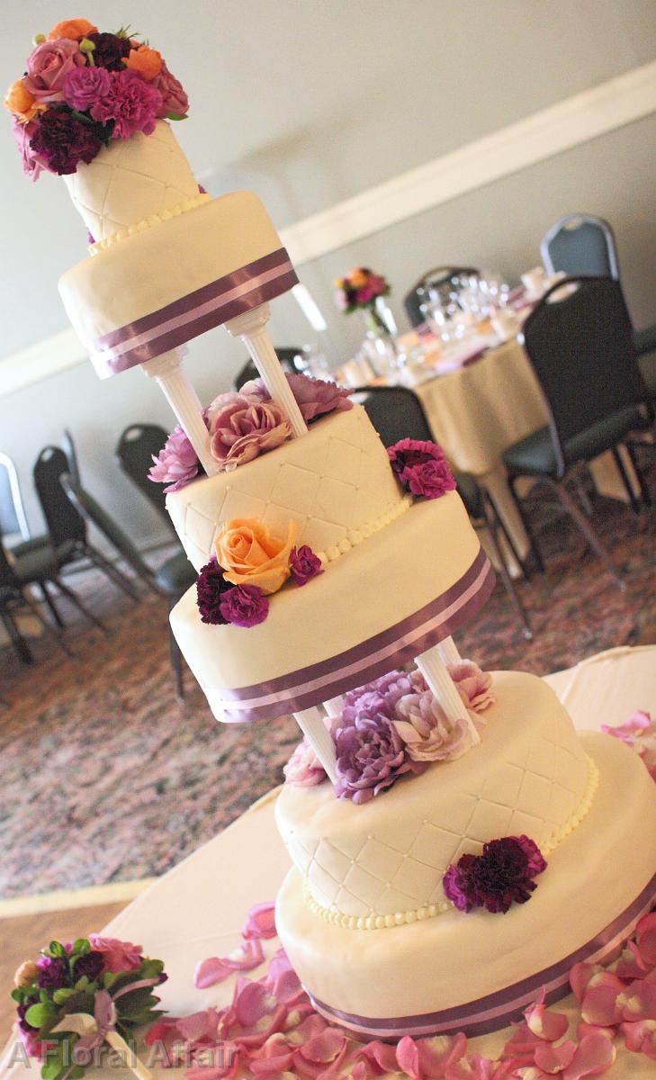 CA0126-Shades of Purple and Apricot Wedding Cake Flowers