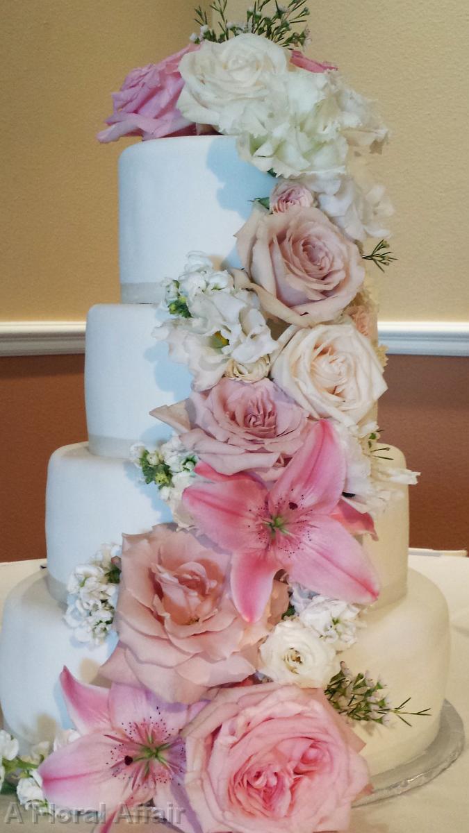 CA0147-Blush, Pink and White Cascading Cake Flowers