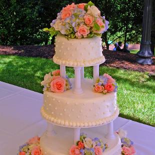 CA0018-Peach, Blue and Ivory Cake Flowers