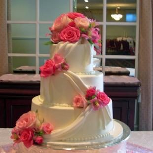 CA0022-Pink Garden Rose Cake Flowers