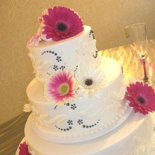 CA0076-Pink Gerbera Daisy Cake Flowers