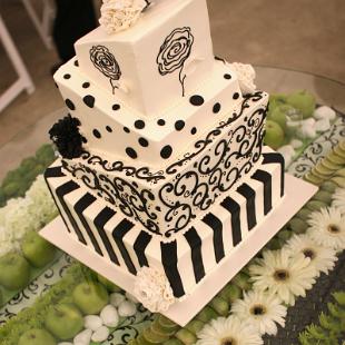 CA0107-Green and White Floral Under Glass Cake Table