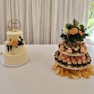 CA0214-Light Orange and Blush Wedding Cake And Cupcake Floral