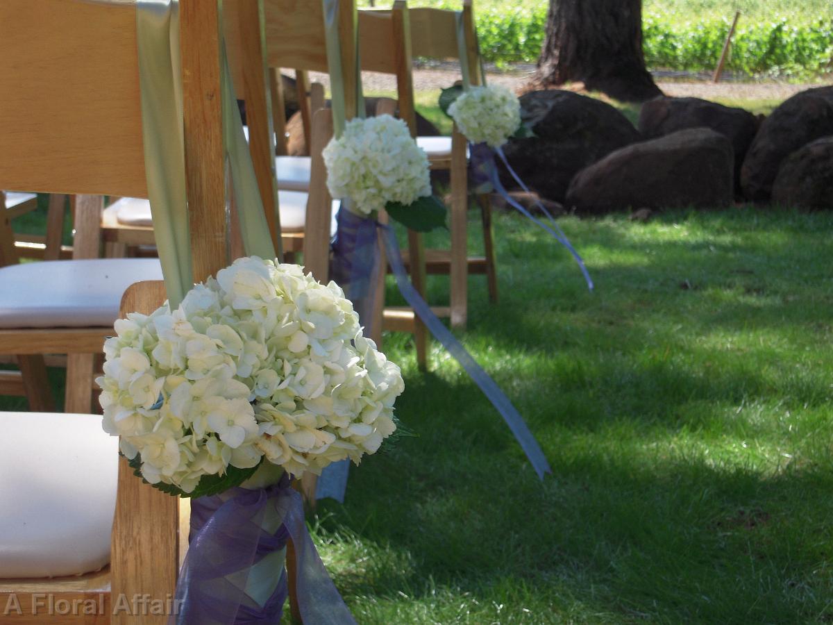 AM0405-White Hydrangea Chair Accent