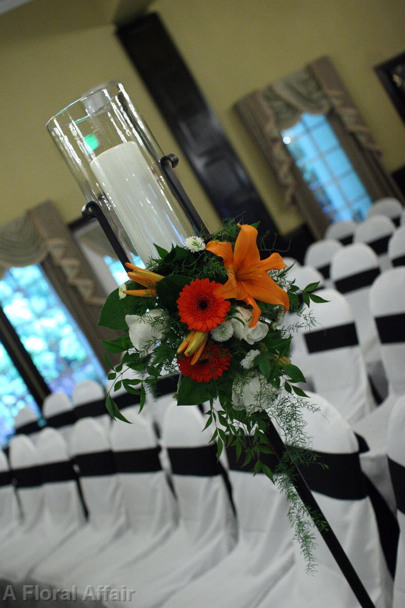 AM0560-Orange and White Aisle Candelabra Floral