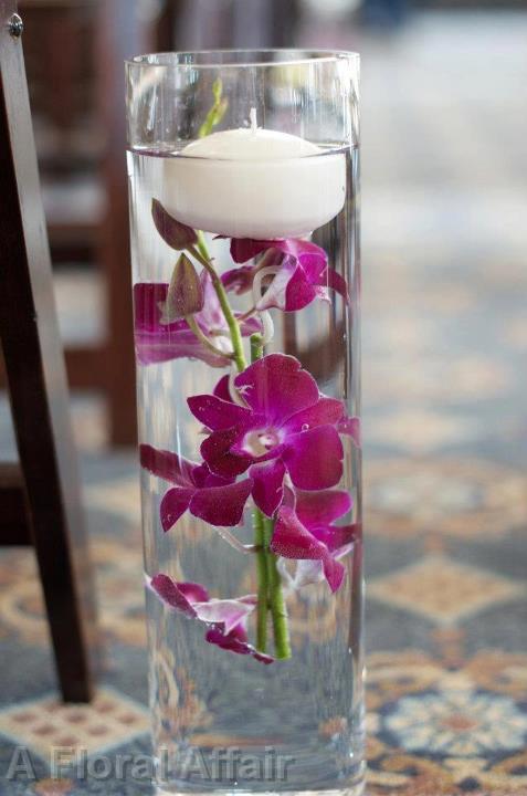 AM0568-Glass, Candle and Orchid Aisle Markers