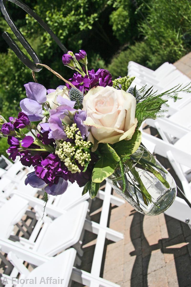 AM0596- Purple, Green and Blue Garden Aisle Marker in Mason Jar