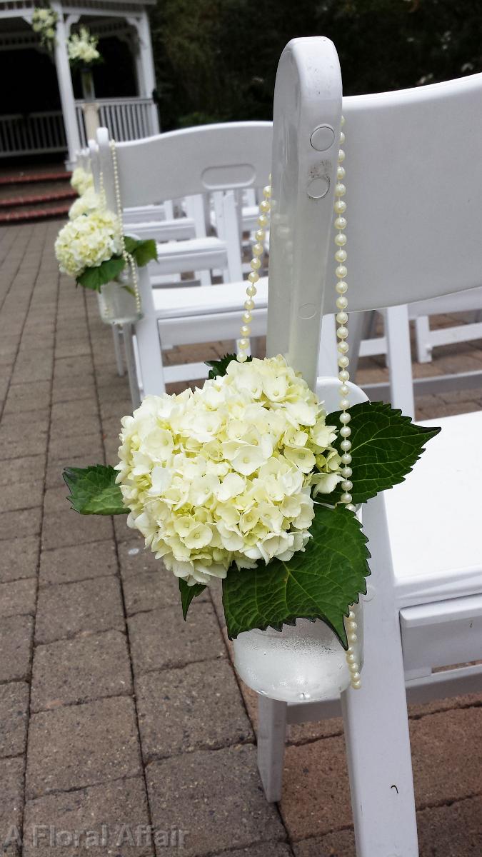 CF0696-White Hydrangea and Pearl Aisle Marker