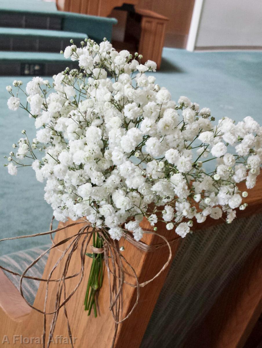 CF0725-Babys Breath and Twine Bow Aisle Marker