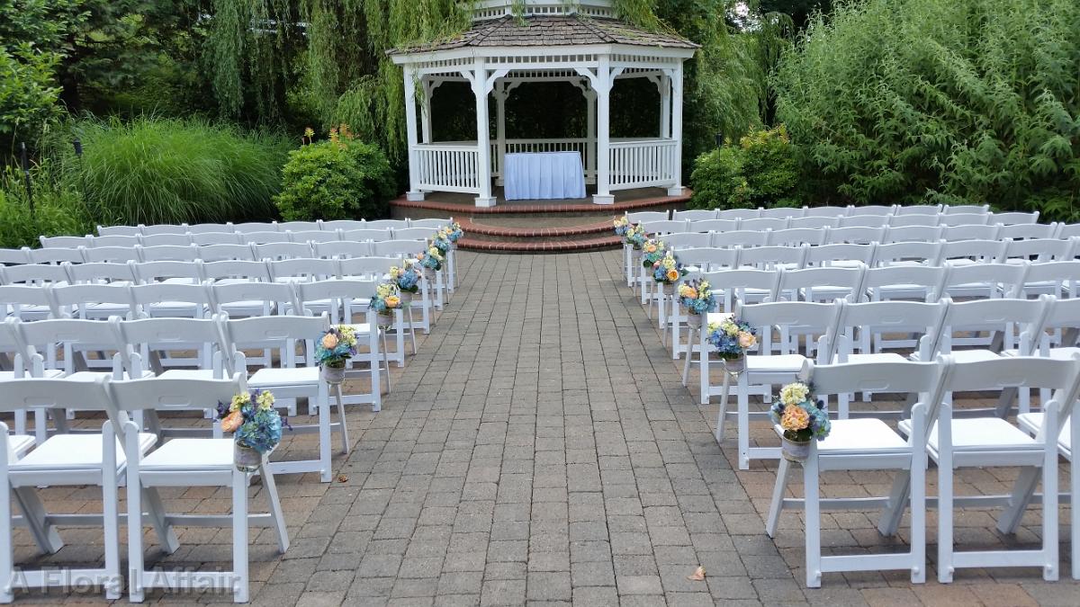 CF0749-Blue Hydrangea, Lavender, and Peach Aisle Flower