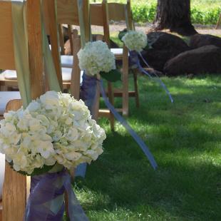 AM0405-White Hydrangea Chair Accent