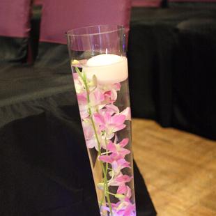 AM0502-Tall Lavender Orchid and Candle Aisle Marker