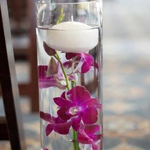 AM0568-Glass, Candle and Orchid Aisle Markers