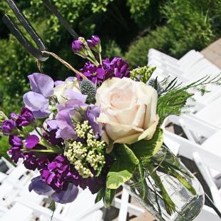 AM0596- Purple, Green and Blue Garden Aisle Marker in Mason Jar