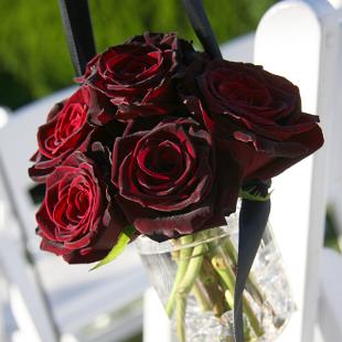 AM0623-Deep Red Rose and Rhinestone Aisle Arrangement