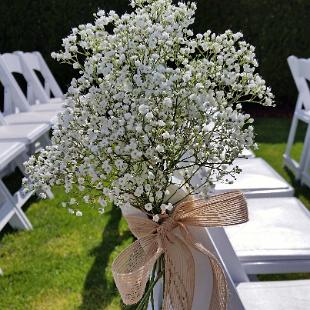 CF0734-Baby's Breath Aisle Marker with Burlap Bow