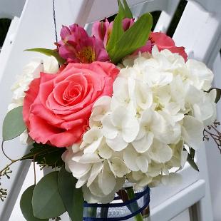 CF0830-Coral, White and Navy Aisle Flowers