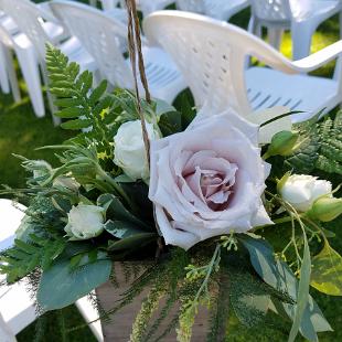 CF0901-Simple Rustic Greenery and Blush Rose Aisle Flowers