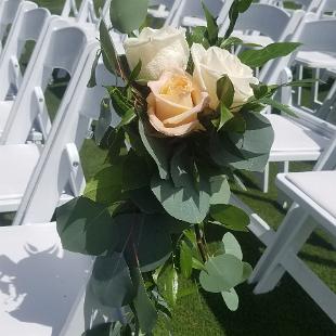 CF09273-Euclyptus Aisle Marker with Ivory and Light Orange Roses