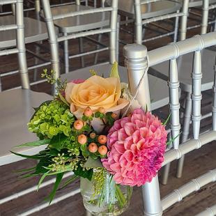 CF9365- Coral and Peach Hanging Aisle Marker on Chair