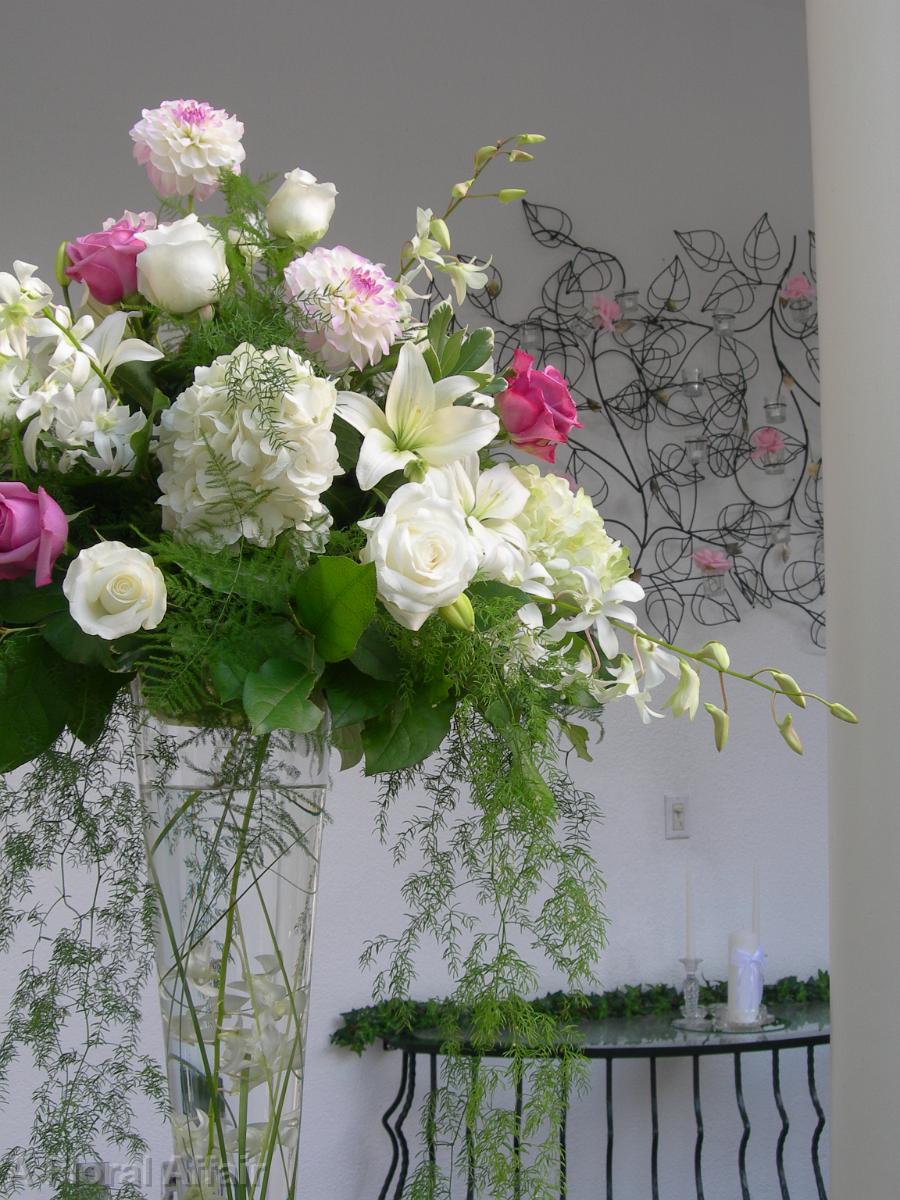 CF0284-Dusty Pink and White Wedding Ceremony Arrangement