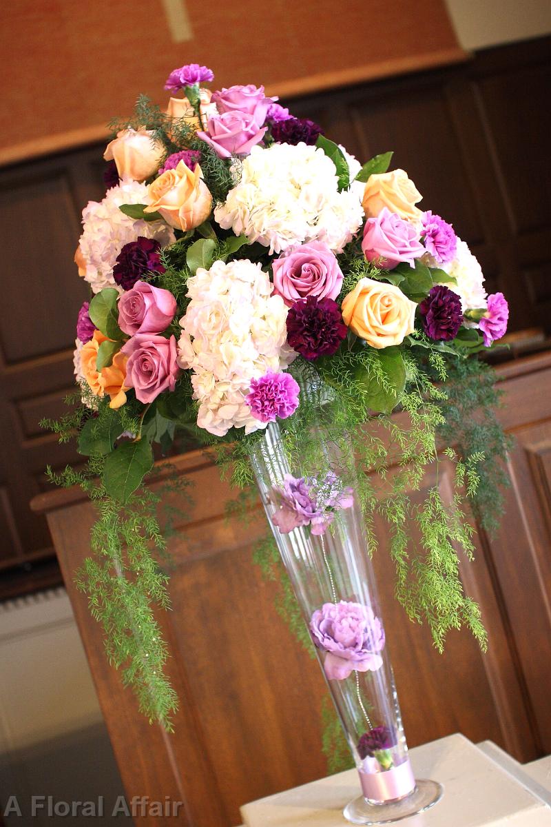 CF0601-Wedding Ceremony Flowers in Apricot and Lavender