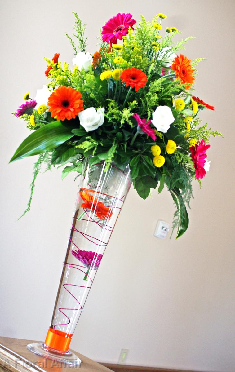 CF0603-Tall Fun Gerbera Daisy Flower Arrangement