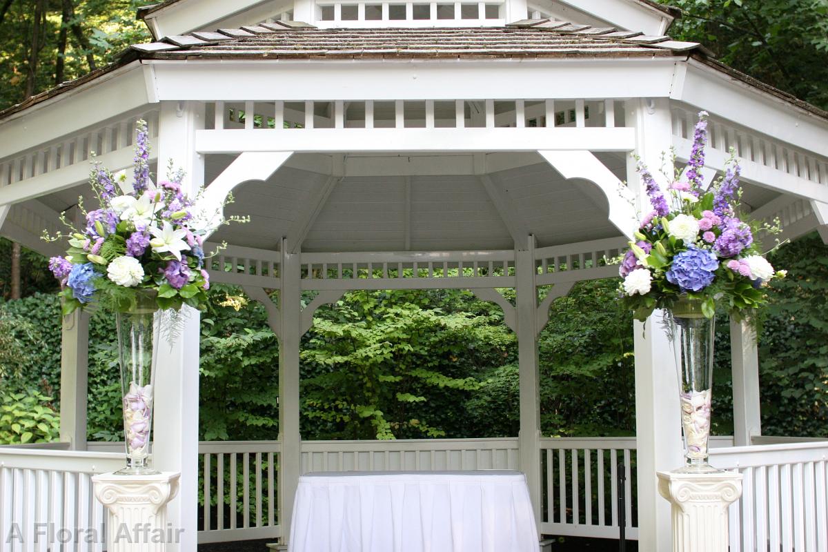 CF0613-Lavender, White and Blue Garden Wedding Flower Arrangements