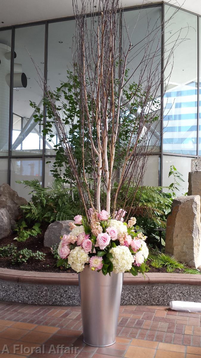 CF0686-Large Ceremony Arrangement with Branches and Soft Pink and White Flowers