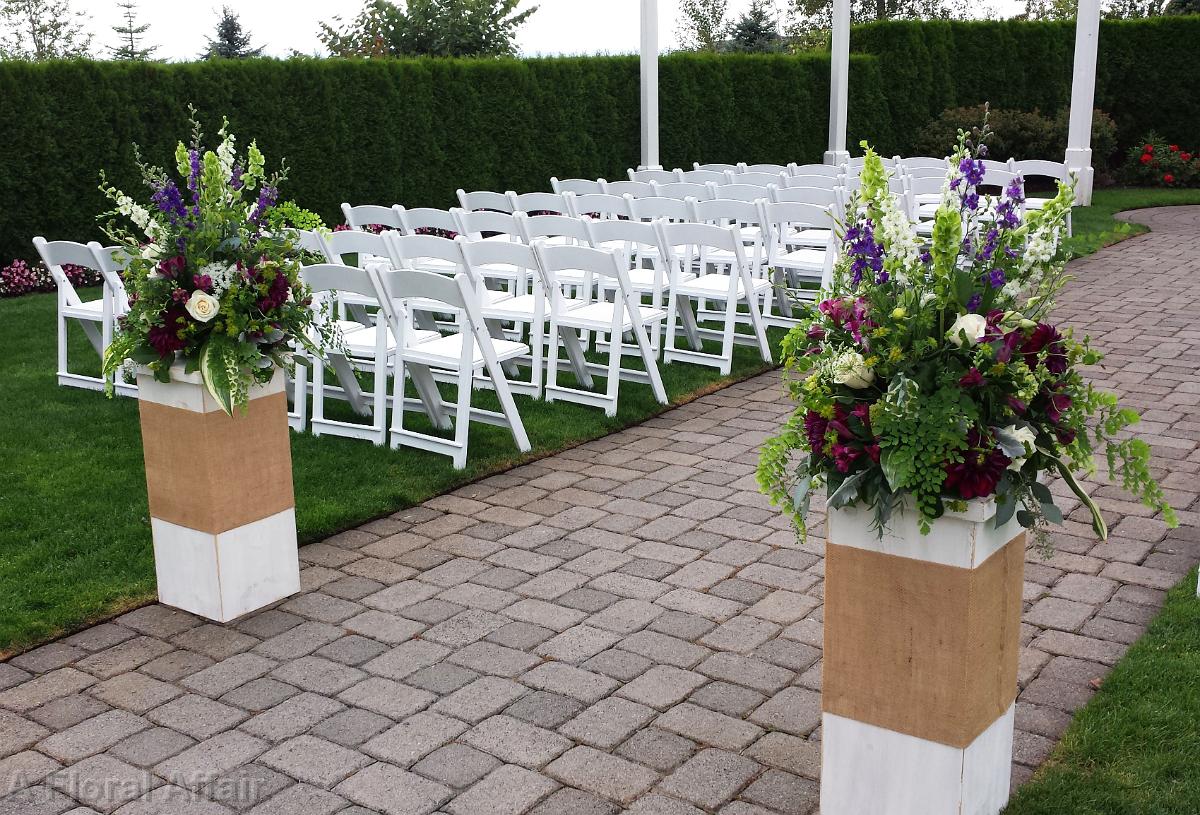 CF0708-Rustic Purple and White Ceremony Arrangements