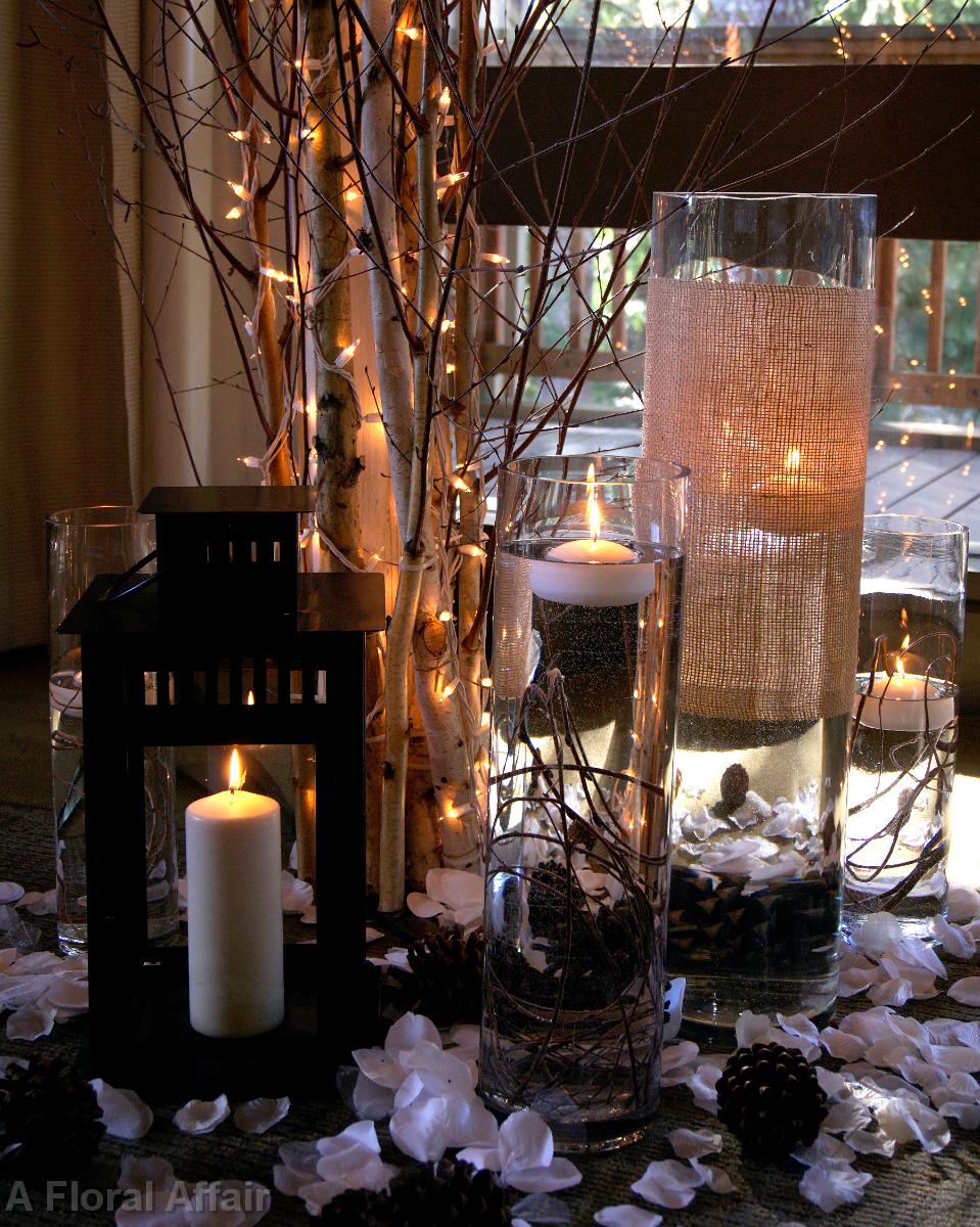 CF0726-Rustic Wedding Ceremony Decorations With Candles and Lanterns